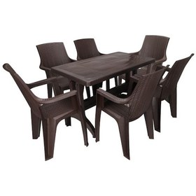 Resim Depootoptan Mandella Zeugma 70 x 120 CM 6 Kişilik Nibras Koltuk Masa Takımı Kahver Kahverengi 