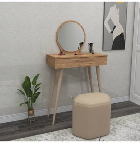 Resim Arnetti Siena Makyaj Masası Aynalı Ahşap Ayaklı Atlantik Çam 