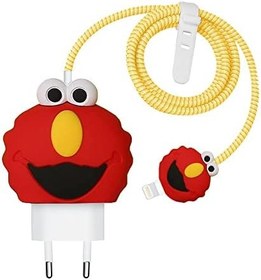 Resim Microsonic Apple iPhone Kablo Koruyucu ve Şarj Adaptör için Kılıf Cartoon Figürlü Silikon Crtn-Fgr-Elmo 