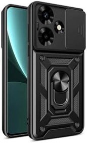 Resim İnfinix Hot 30 Kılıf Magnetik Standlı Kamera Korumalı Sürgülü Vega Kapak Siyah 
