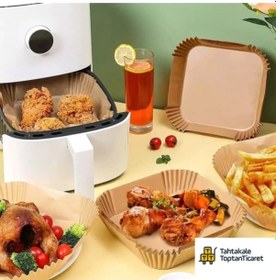 Resim Büyük Boy Air Fryer Fritöz Pişirme Kağıdı 50 Adet Çok Renkli 