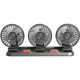 Resim Teltree Araba Usb Fan 3 Kafa - 360 Ayar, 2 Seviye Hız, Sessiz Çalışma, Gizli Koku Kutusu Ve Park Numarası Kartı Siyah 