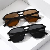 Resim 2 Adet Erkekler İçin Geometrik Çift Köprü Moda Gözlükleri - Yansıtma Önleyici Siyah & Kahverengi Lensler, Dayanıklı PC Çerçeve, Günlük Moda için Rahat Tarz, Günlük Kullanım İçin Gözlükler | Geometrik Çerçeveli Gözlükler | Polikarbonat Lensler 