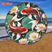 Resim 2D Düz, Koi için Lotus Yaprak Seramik Tabak - Ev, Restoran, Garaj, Dükkan, Veranda Dekoru için Retro Duvar Sanatı - İç/Çevre Kullanımı, Koi Balığı ve Lotus Çiçekleri Tasarımı, Koi Bahçe Dekoru 