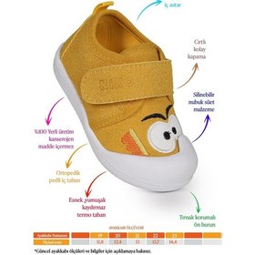 Resim Kiko Kids Cookie Cırtlı Kız Bebek İlk Adım Panduf Ayakkabı Sarı 