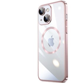 Resim Mobilzone iPhone 14 Uyumlu Wireless Şarj Özellikli Sert PC Zore Riksos Magsafe Kılıf-Rose Gold 