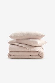 Resim Koza Pamuklu Gaze Dokulu Nevresim Seti Bej - Bej / 160x220 