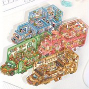 Resim Yeniden kullanılabilir 3D RV Peyzaj Çıkartmaları, DIY Sahne Çıkartmaları, Renkli Sevimli Capybara Çıkartmaları 