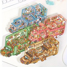 Resim Yeniden kullanılabilir 3D RV Peyzaj Çıkartmaları, DIY Sahne Çıkartmaları, Renkli Sevimli Capybara Çıkartmaları 