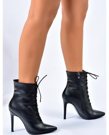 Resim Fox Shoes Siyah Ince Yüksek Topuklu Kadın Bot L372493509 