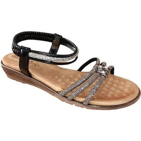 Resim Guja 25y174 Kadın Taşlı Düz Taban Abiye Sandalet Siyah Siyah 