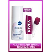 Resim NIVEA Böğürtlen Renkli Dudak Kremi + Cellular Epigenetics Rejuvenating Yaşlanma Karşıtı Cilt Serumu 15 ML 