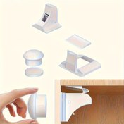 Resim Görünmez Manyetik Dolap Kilitleri - 4/10 Adet - Matkap Gerektirmeyen Yapışkan Mandal - Çekmeceler ve Mobilyalar İçin 