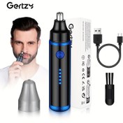 Resim GERTZY Ağrısız Erkek Kulak & Burun Düzeltici - USB Şarj Edilebilir, 500mAh Lityum Pil, Şık Siyah Mavi Vurgularla, Koruyucu Kapak & Temizleme Fırçası Dahil, Yüz Tüyü Temizliği İçin İdeal, Kişisel Bakım Cihazı|Şık Düzeltici Tasarım|Abs Malzeme, Burun Tüyü Düzeltici 