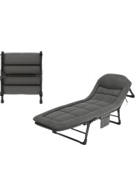 Resim Ayt Sunup SN-24922 Taşınabilir Ayarlanabilir 5 Kademe Sünger Kamp Yatak Şezlong Koyu Gri 