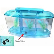 Resim Pazly Mini Akvaryum Seti - Betta Balığı İzole Edici, Mavi, Tekli, 10.6x7.6x13.5 Cm, Ofis Ve Ev İçin 