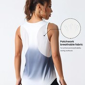 Resim 1 Adet Kadınlar için Gradyan Renkli Nefes Alabilir Mesh Panelli Atletik Tank Top, Yoga, Koşu ve Spor İçin Hızlı Kuruyan, Esnek Opak Kumaş & Nem Çeken Tasarım - Antrenman Giysisi, Yoga Kıyafeti 