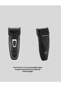 Resim Profesyonel Şarjlı Saç Ve Sakal Tıraş Makinesi - Çelik Bıçaklı, Ayarlanabilir Başlıklı, Kablosuz 