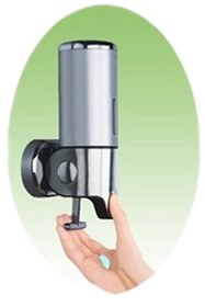 Resim REYKA HİJYEN 500 ml Hazneli Tekli T Çekmeli Paslanmaz Sıvı Sabun-şampuan-duş Jeli Dispanseri Aparatı 