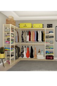 Resim Hazel Mobilya Köşe Için Tasarlanmış Açık Ahşap El Yapımı Elbise Dolabı 