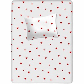 Resim %100 Pamuklu Bebek Aparalı Çarşaf 115x150 + Bebek Yastık Kılıfı 35x45 Kalpli 