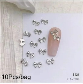 Resim 10/20 Adet 3d Metal 8mm Bale Ayakkabıları Pembe Kurdele İlmek Tırnak Takılar Kawaii Kore Ve Fransız Yay Çivi Dekorasyon Takı Aksesuar Plum Açık Yeşil 