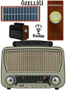 Resim kar-bul Nostalji Görünümlü 819 Güneş Enerjili Solar Radyo Fm,aux,usb Müzik Çalar 