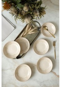 Resim Keramika Taupe Bloom Halka Çerezlik / Sosluk 13 Cm 6 Adet 22528 Krem 