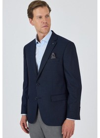 Resim İmza Koyu Lacivert Mono Yaka Bez Ayağı Tam Astar Esnek 4 Drop Comfort Fit Classic Ceket 1002250157 Koyu Lacivert 