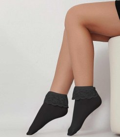 Resim Daymod 3'lü Mycro Dantelli Çocuk Soket Çorap - siyah / 8-12 Yaş 