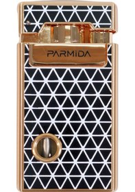 Resim Parmida Tek Torch Pürmüz Soft Flame Özellikli Gold Siyah-beyaz Mozaik Desenli Metal Puro Çakmağı 