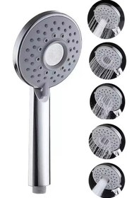 Resim Euromix Masajlı 5 Fonksiyonlu El Duş Başlığı Tekbaşlık Krom - Parlak 