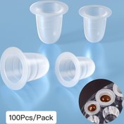 Resim 100 adet Dövme Bardak Makyaj Tutucu, Silikon Pigment Bardakları, Mürekkep Bardakları, Silikon Pigment Bardakları, Pigment Dövme Mürekkep Kapları Bardaklar Aksesuar Tutucu Kozmetik Aracı 