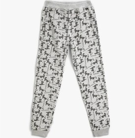 Resim Koton Baskılı Jogger Eşofman Altı Elastik Bel Bantlı Gümüş Desenli 3wkb40040tk 3WKB40040TK12V Gümüş 