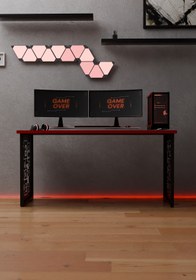Resim reflekta Lazer Desenli Oyuncu Masası - Bilgisayar Masası - Gamer Masası - Gaming Masa 60x140 Cm 