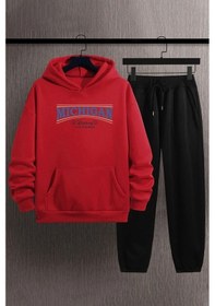 Resim Uyguntarz Unisex Michigan Baskılı Eşofman Takımı Kırmızı 