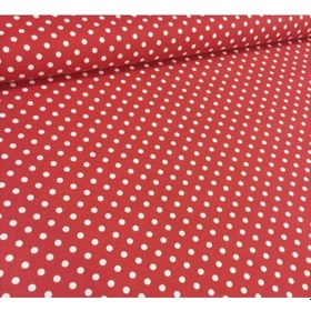 Resim Puantiyeli Sıvı Geçirmez Keten Masa Örtüsü Kırmızı 