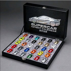 Resim İndirim 2025 Advent Takvimi, 24 Günlük Akrilik Noel Ağacı Süsleri, Kancalı Noel Geri Sayım Süsleri Supercar Sai 