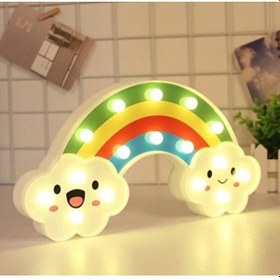 Resim River World Gece Lambası Led Gökkuşağı Gülen Bulutlu Çok Renkli 