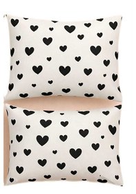 Resim More Home Kapaklı Yastık Kılıfı 2 Adet 50 X 70 Cm Kalpli Beyaz Siyah Beyaz Siyah 