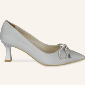 Resim Marcatelli Gümüş Saten Merlin Mini Topuklu Stiletto 