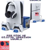 Resim beboncool PG-P5S023 RGB Ps5 Disk Dijital/Ps5 Slim Disk Dijital Disk Hazneli Stand Soğutucu Fan 