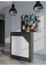 Resim Resital Ledli Karşılama Bankosu G-90 Cm Ofis Kasa Resepsiyon Masası Banko-002-4-1 