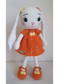 Resim Amigurumi Turuncu Uzun Kulaklı Tavşan 