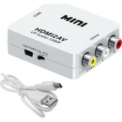 Resim HDMI To Av Mini Switch Full Hd HDMI Rca Composit Görüntü Çevirici Dönüştürücü - Beyaz 