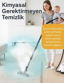 Resim Mieco Stella 5 Bar/ 2000W / Çok Fonksiyonlu Buharlı Temizleyici - Buharlı Temizlik Makinesi + Ütü Başlığı ve Eldiven Hediyeli - Beyaz 
