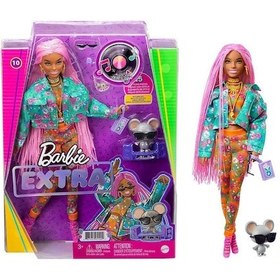 Resim Barbie Extra Pembe Örgü Saçlı Bebek No 10 - Grn27-Gxf09 