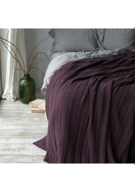 Resim Betires Home Ca15002 Örgü Battaniye Mürdüm - Çift Kişilik Mürdüm 