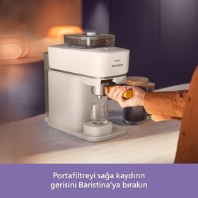 Resim Philips Baristina Espresso Makinesi, Kompakt Tasarım, Evde Barista Kalitesinde Espresso, 16 Bar Basınç, BAR300/03 | Otomatik öğütücü, kompakt tasarım, 16 bar, süzgeç taşıyıcı mango sarısı (BAR300/03) 
