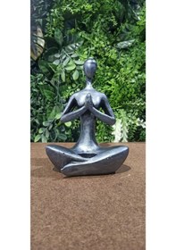 Resim Yogacı Kadın Mumluk Biblo Gri 